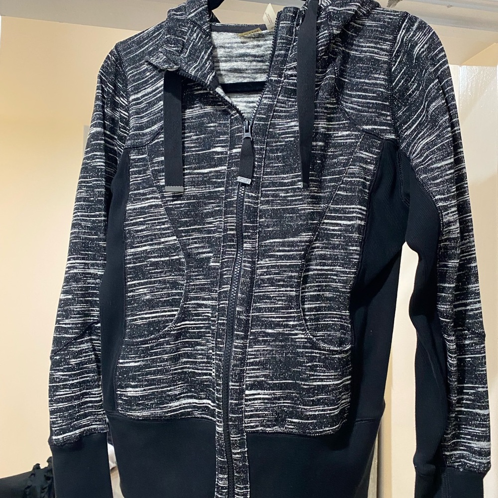 Zella Black and Cream Zip Hoodie. Never Worn. Size Medium.